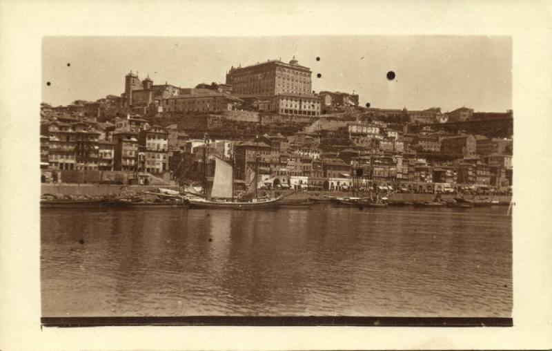 unknown European Town, Panorama from the Sea (1910s) RPPC