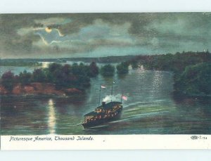 Divided-back BOAT AT NIGHT Thousand Islands New York NY AD5136