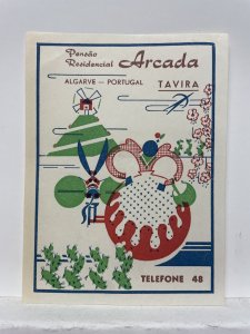 Pensão Residencial Arcada Tavira Algarve Portugal Mid-Century Luggage Label