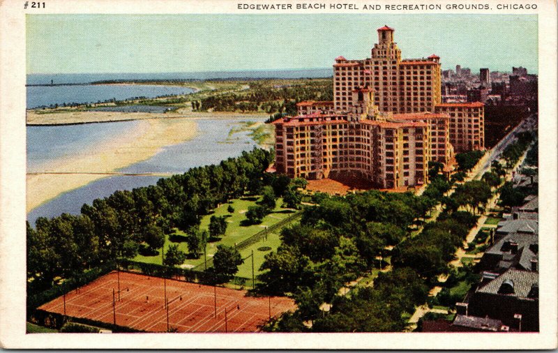 Vtg 1920s Edgewater Beach Hotel & Recreation Grounds Chicago IL Unused Postcard