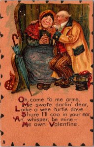 Tucks 116 Valentine, Oh Come to Me Arms, Old Couple Vintage Postcard X42
