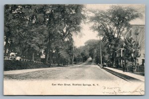 RICHFIELD SPRINGS NY EAST MAIN STREET ANTIQUE POSTCARD