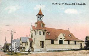 OLD ORCHARD, ME Maine  ST MARGARET'S CHURCH & Homes On Street  1916 Postcard