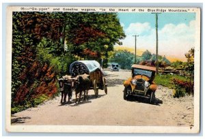 c1940's Ox-ygen and Gasoline Wagons Blueridge Mountains NC Postcard