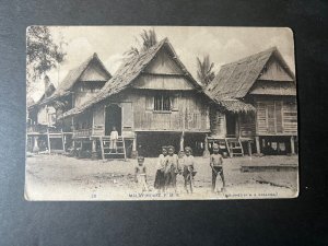 Mint British Malaysia Postcard  RPPC Malay House FMS Children Natives