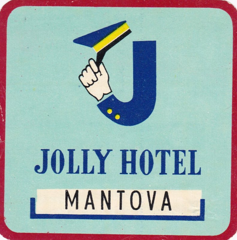 Italy Mantova Jolly Hotel Vintage Luggage Label sk2298