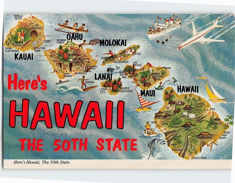 Postcard Heres Hawaii The 50th State Hawaii USA