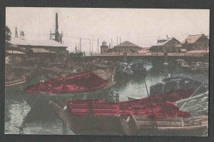 Ca 1908 PPC* JAPAN YOKOHAMA BRIDGE W/LOCAL NATIVE BOATS MINT