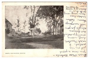 1906 Post Office Sq, Upside Down Message, Undivided Back, Newton, NH Postcard