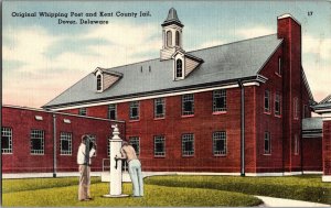 Postcard Delaware Dover DE Ken County Jail Whipping Post 1940s KF1