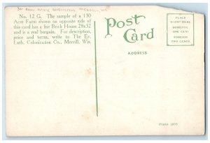 c1910 Real Estate Advertising Acre Farm Brick House Merrill Wisconsin Postcard