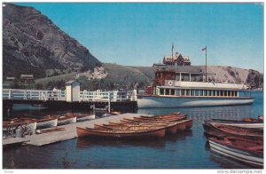 Prince of Wales Hotel and Waterton Lake's boat dock, Alberta, Canada, PU-1976