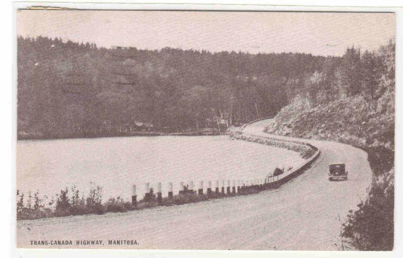 Trans Canada Highway Car Manitoba Canada 1951 postcard