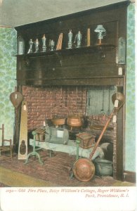 Providence Rhode Island Betsy William's Cottage Fireplace UDB Postcard Unused