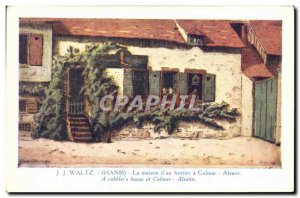 Old Postcard Fantasy Illustrator Hansi Alsace The house d & # 39un bootmaker ...