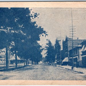 c1910s Honesdale, PA Main St Blue Litho Photo PC Telegraph Lines Downtown A147