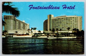 Miami Beach Florida~Fountainebleau Hotel From Lake~Vintage Postcard