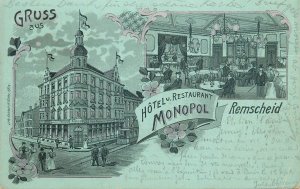 Germany Remscheid Hotel Restaurant MONOPOL litho postcard 1898