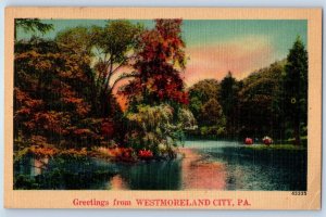 c1940 Pennsylvania Vintage Postcard Greetings From Westmoreland City Lake Forest