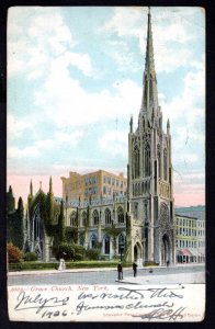 NEW YORK CITY Grace Church pm1906 Pub Souvenir Post Card Co. - Und/B