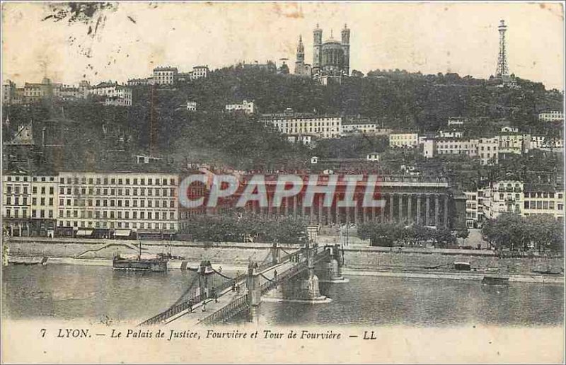 Old Postcard Lyon Courthouse Tower Fourviere Fourviere
