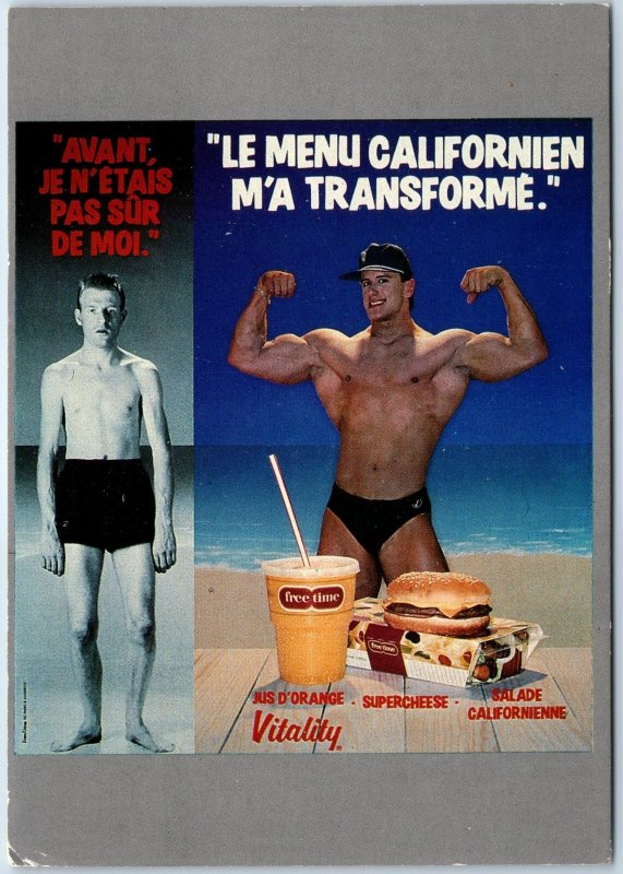 c1980s French Free Time Fast Food Ad California Bodybuilding Transformation M41