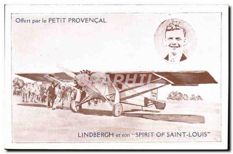 Old Postcard Jet Aviation Le Petit Provencal Lindbergh and his Spirit of St. ...