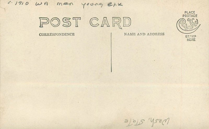 Postcard RPPC C-1910 Washington men young elk 23-11772