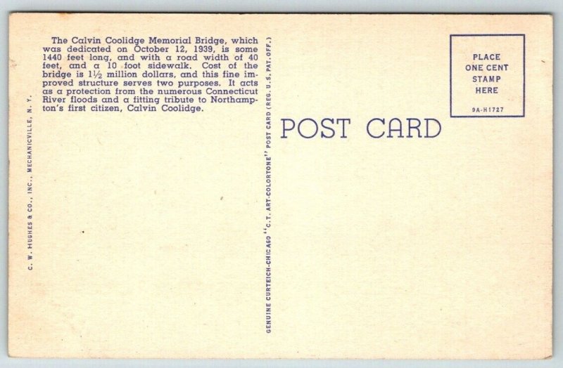 Calvin Coolidge Bridge  Northampton Massachusetts   Postcard
