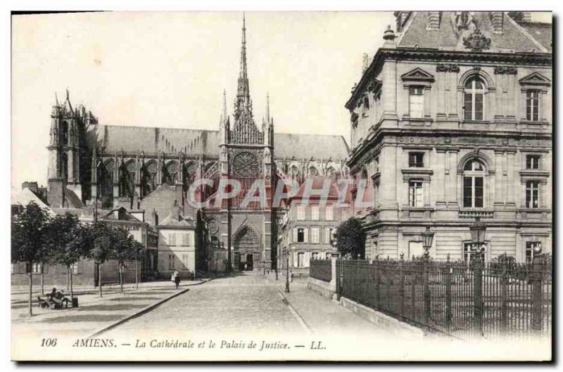 Old Postcard Amiens The Cathedral and the Palace of Justice