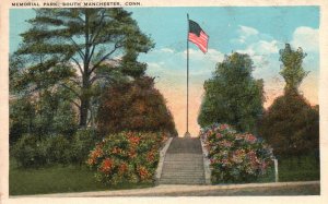 Vintage Postcard 1920's Memorial Park South Manchester Connecticut CT Pub Harold