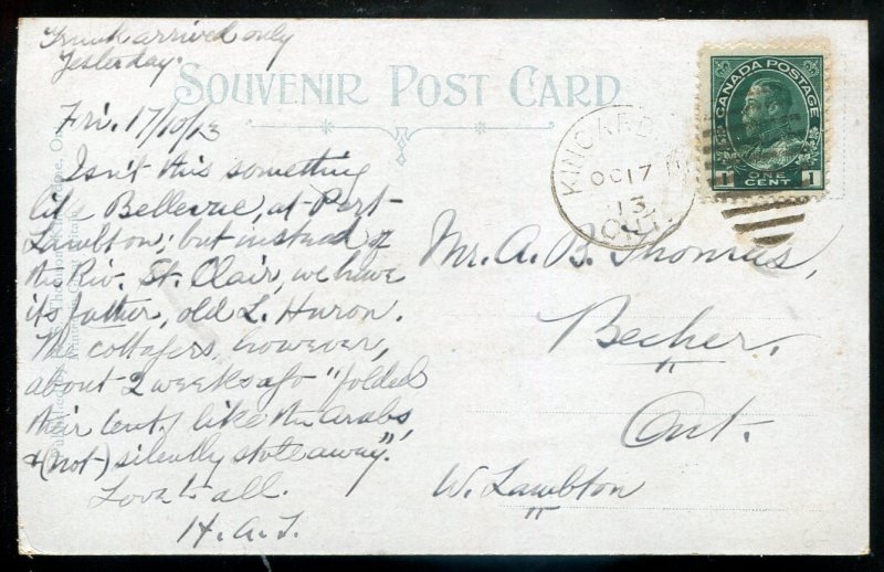 h2966 - KINCARDINE Ontario Postcard 1913 Summer Cottages