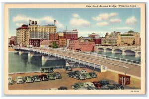 c1940 New Park Avenue Bridge Exterior Building Parking Waterloo Iowa IA Postcard