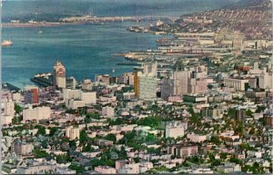 Vancouver BC Aerial View Downtown 2nd Narrows Postcard G25