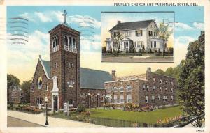 Dover Delaware Peoples Church And Parsonage Antique Postcard K80213