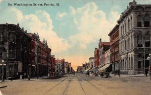 Peoria Illinois business district S. Washington St antique pc Z38001