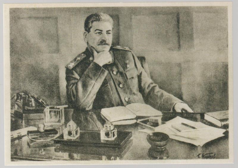 New  Postcard Josef Stalin at his Desk 70th Birthday Italy USSR Friendship Assoc