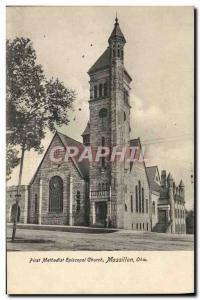 Postcard Old First Methodist Episcopal Church Massillon Ohio