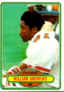 1980 Topps Football Card William Andrews RB Atlanta Falcons sun0167