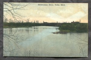 dc688 - HOLLY Mich 1910 River View Postcard