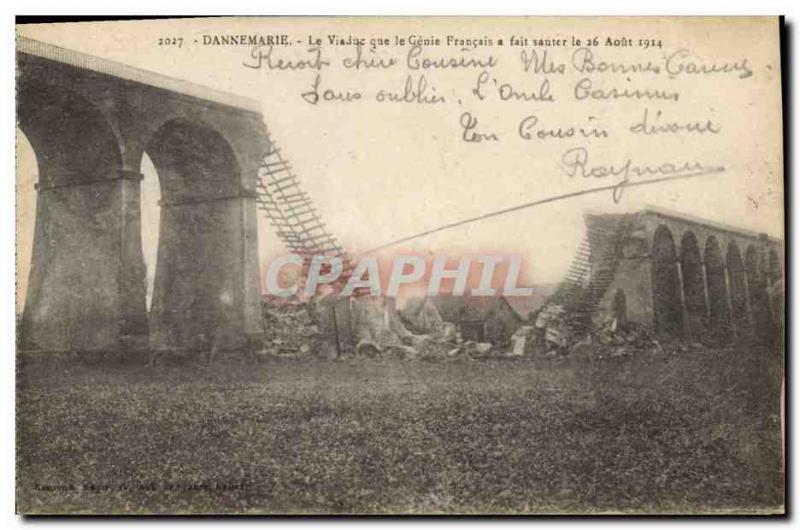 Old Postcard Army Dannemarie viaduct that Genie French blew