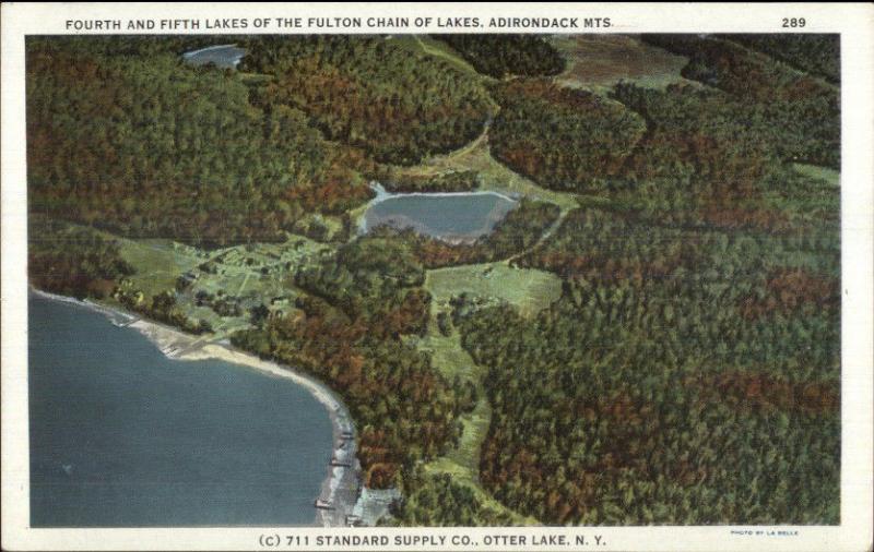 Otter Lake NY 4th & 5th Lakes Adirondacks c1920 Postcard