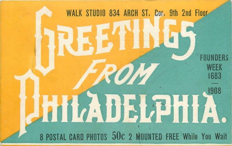 Postcard 1908 Philadelphia Pennsylvania Founders week photo advertising  24-6062