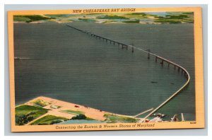Vintage 1940's Postcard New Chesapeake Bay Bridge Eastern Western Maryland
