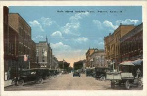 Chanute KS Main St. Old Cars c1920 Postcard