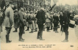 1919 Paris Victory Celebration -  The Three Marshals - Vintage Postcard
