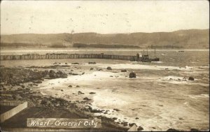 Crescent City California CA Wharf c1910 Real Photo Postcard