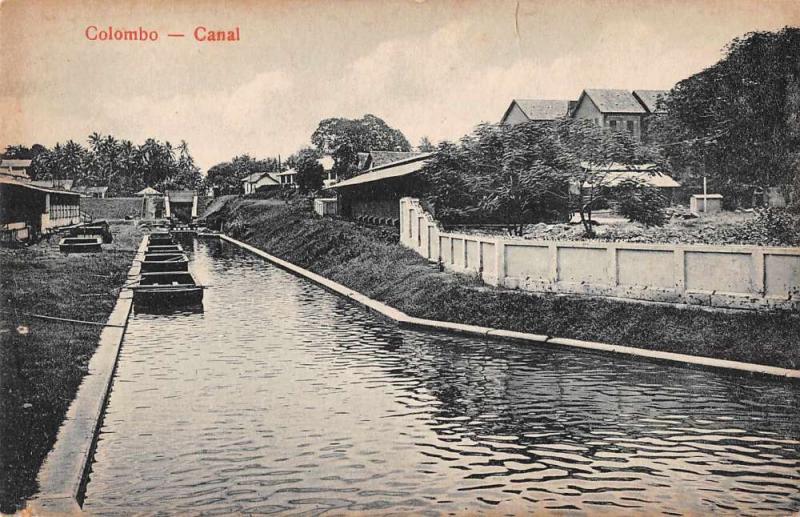 Colombo Sri Lanka Canal Antique Postcard J46494