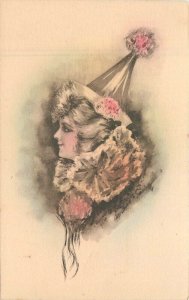 C-1915 Cobb Shinn hand colored Clown Woman Postcard 22-7229