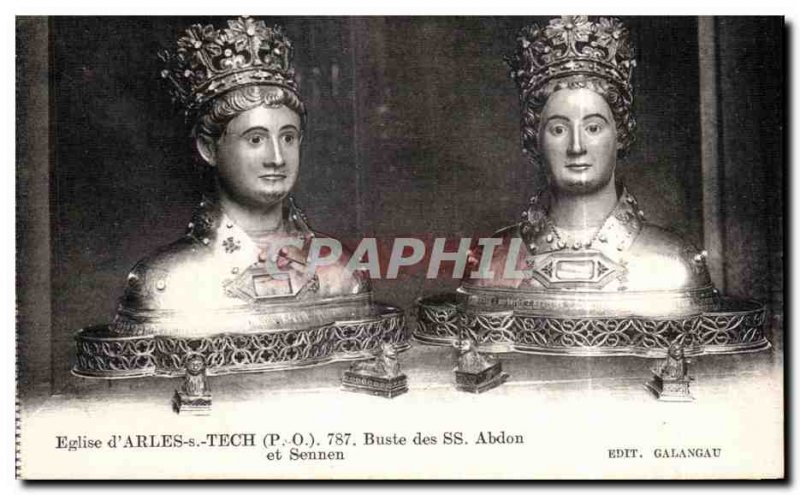 Postcard Ancient Church of Arles s Tech Bust of Abdon and Sennen